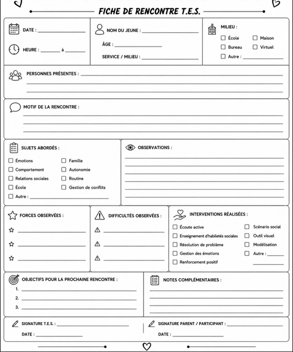 Fiche de rencontre pour T.E.S.