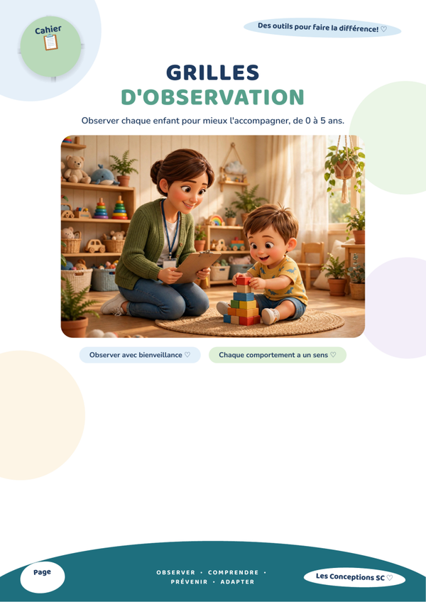 Cahier d'observation pour éducatrice