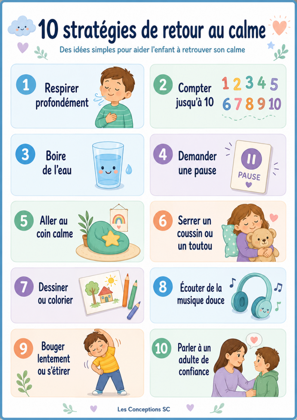 Affiche 10 stratégies de retour au calme
