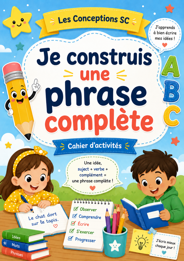 Cahier " Je construis une phrase complète"