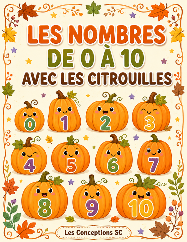 Les nombres de 0 à 10 avec les citrouilles