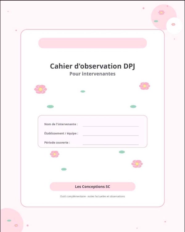 Cahier observation DPJ
