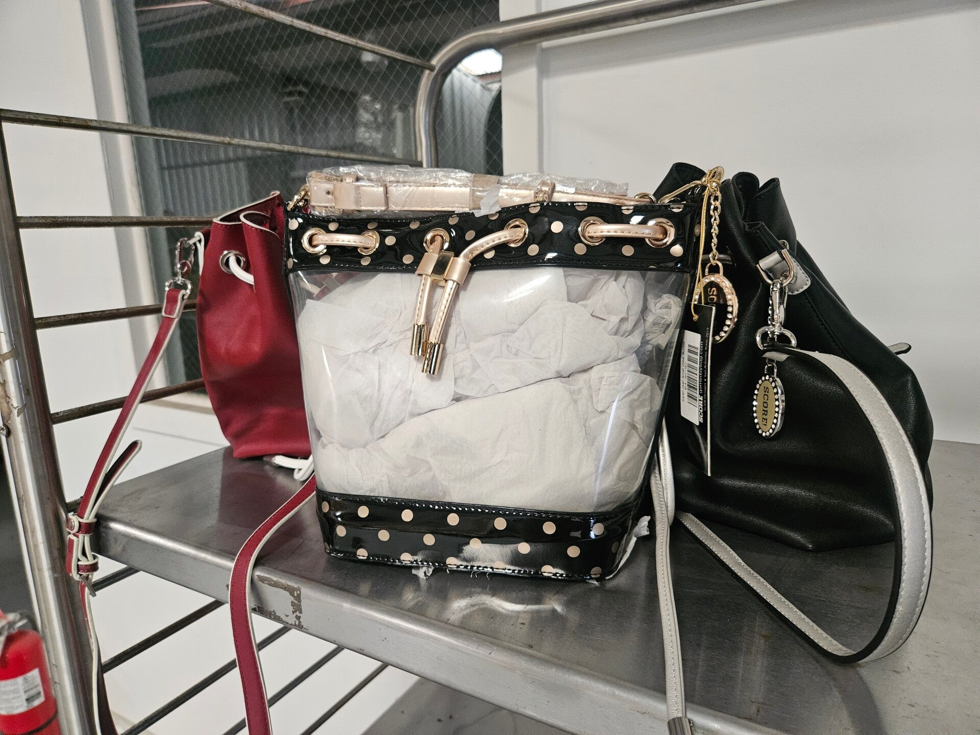 Score Gameday Bag - Sarah Jean Black/Gold Clear Tote - Medium