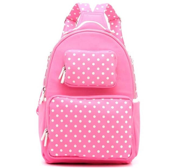 Score Gameday Backpack - Natalie Large Aurora Pink and White Polka Dot