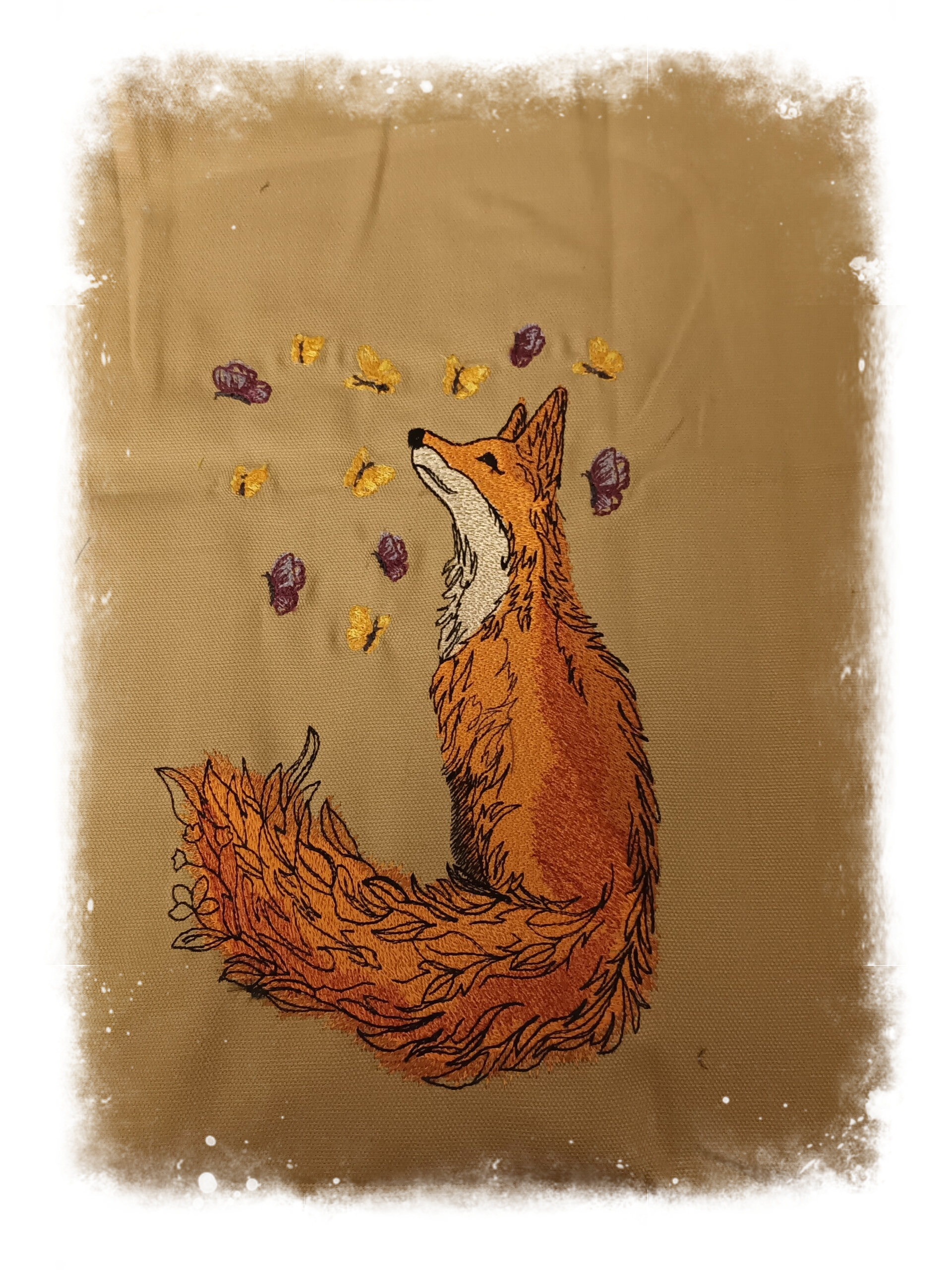 Kissenbezug 50 x50 " Fuchs mit Schmetterling"