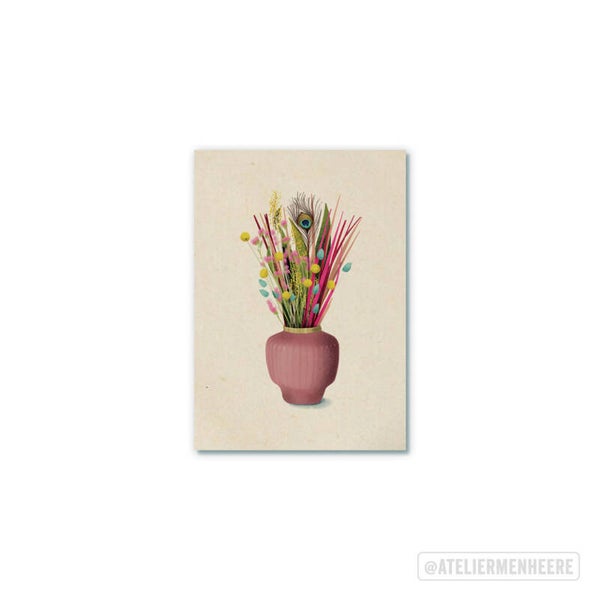 Minikaartje Pauwenveerboeket