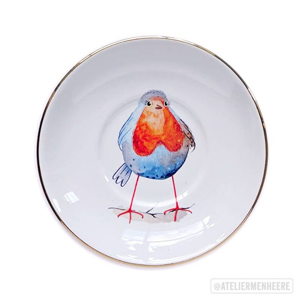 Roodborstje (wandbord 12 cm)