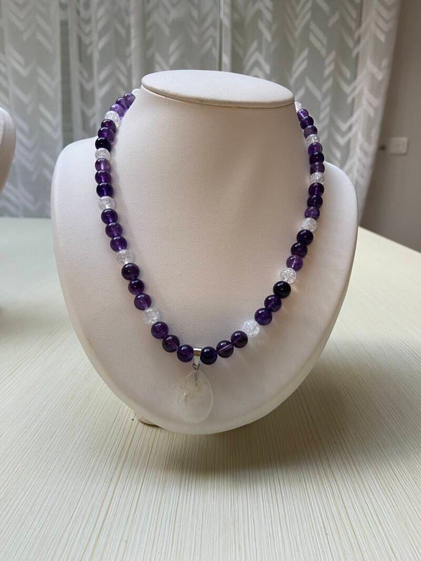 Collier améthyste et cristal de roche