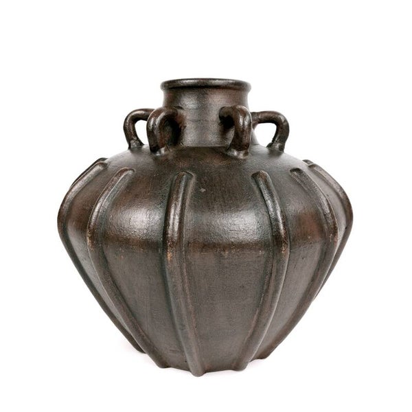 Brutalistische kruik in aardewerk met 6 oren