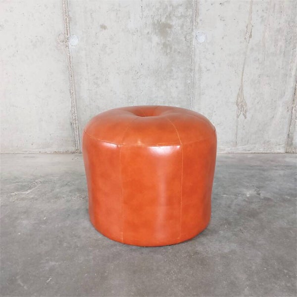 Vintage poef cognackleur
