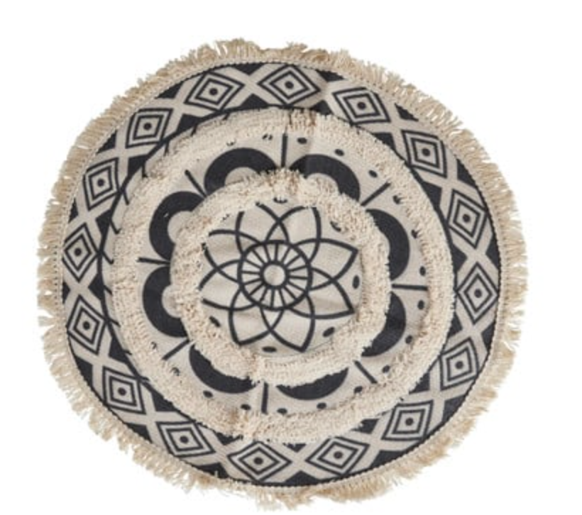 vloerkleed rond zwart/wit