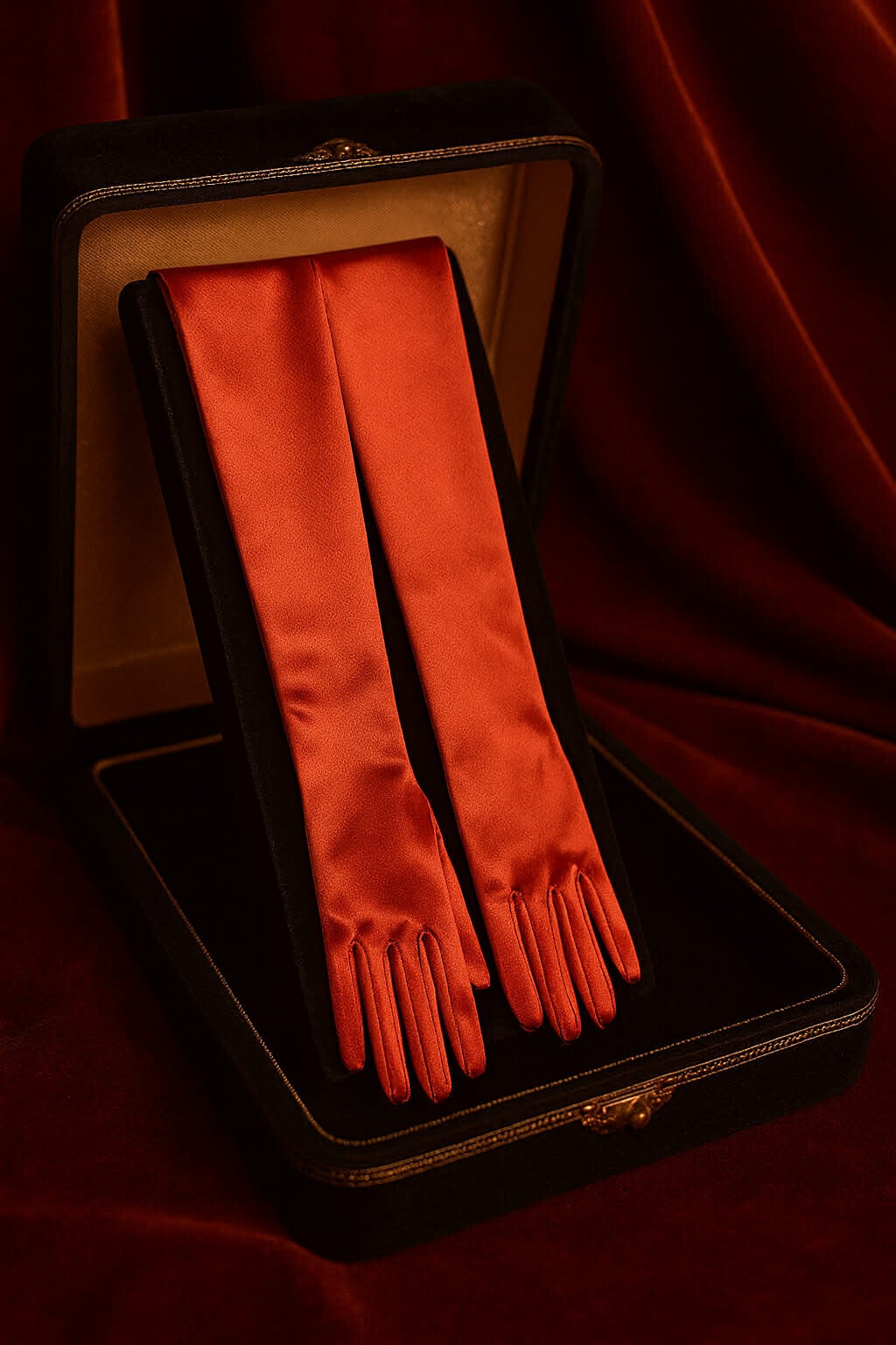 Red satin gloves