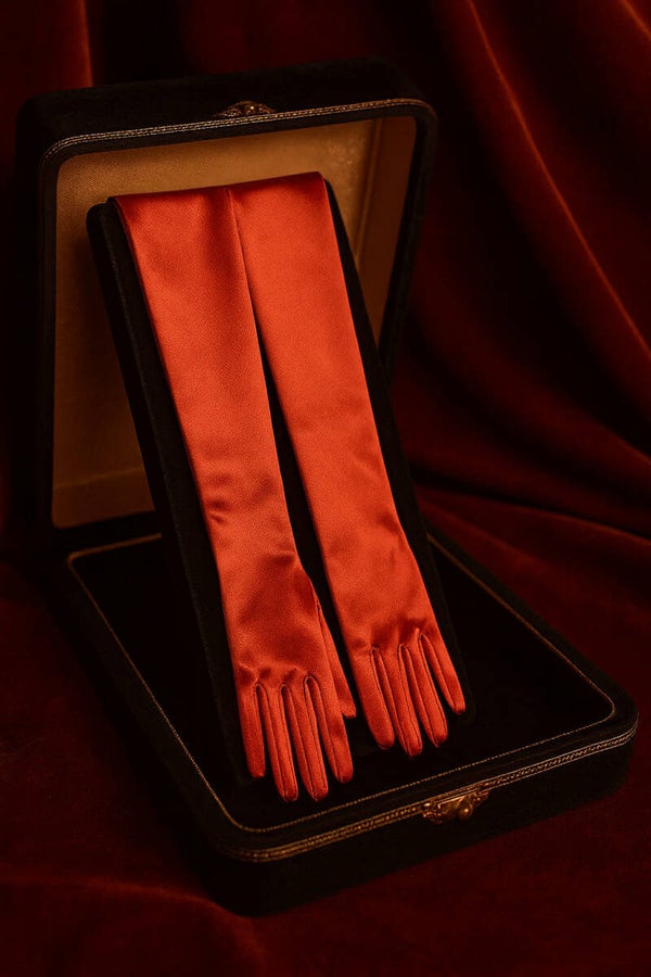 Red satin gloves