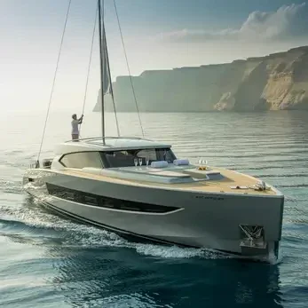 Luxury small ship anchored near Croatia.