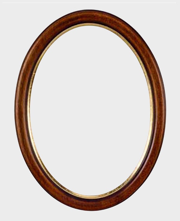 Ovale lijst  noten met goud 35 x 45 cm