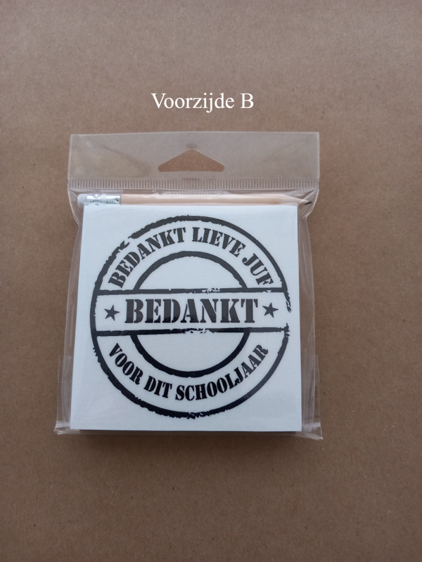 Notitieblokje Juf B