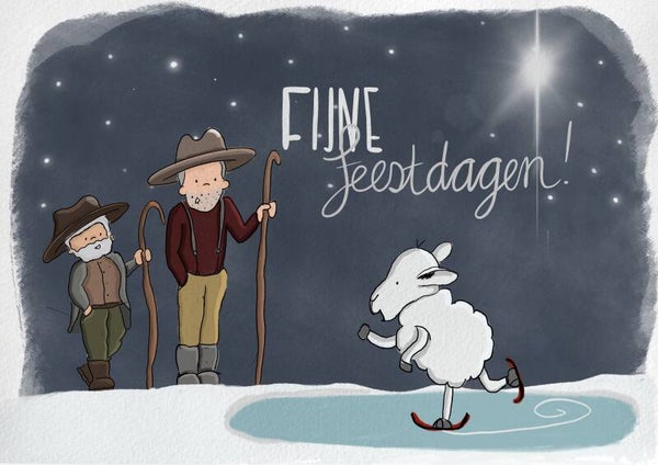Kerstkaart “Op de schaats”
