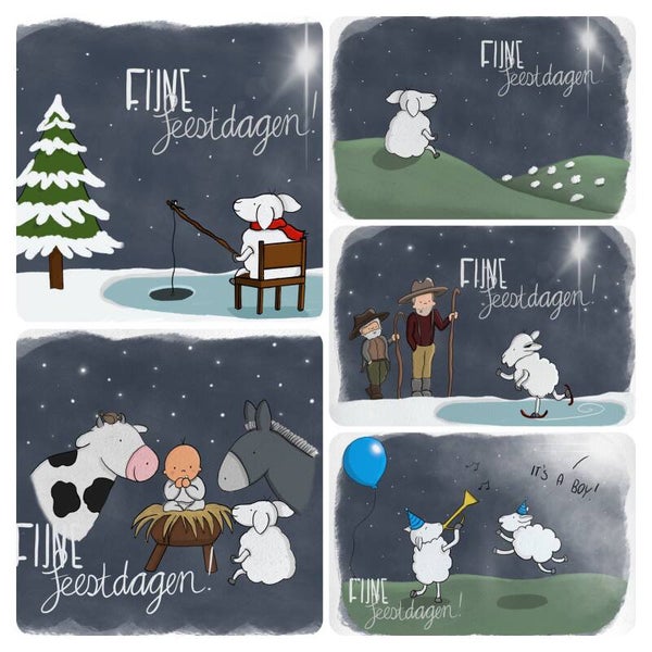 Kerstkaartenset “Schaapjes’’