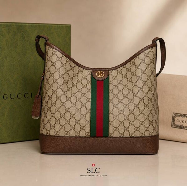 Gucci Ophidia GG Large Shoulder Bag Beige/Ebony GG Supreme Canvas
