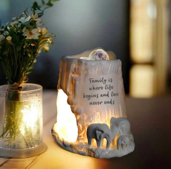 elephant tealight burner (family is where life begins )