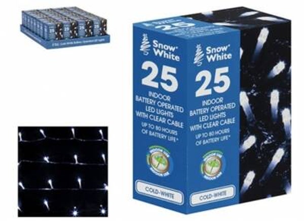 25 Snow White Battery Operated LED Lights