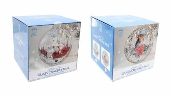 Light Up Glass Crackle Ball 15cm