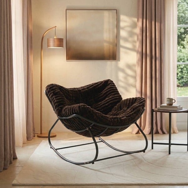Ribbed Faux Fur Rocking Chair -