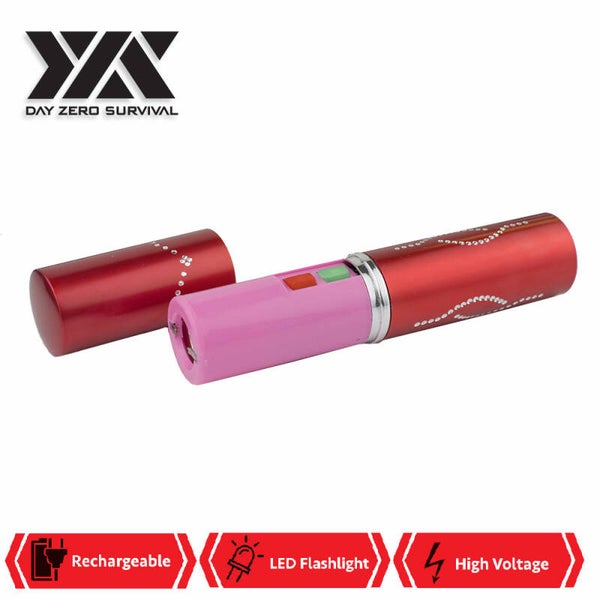 Red Rechargeable Lipstick 2.5 Million Volt Concealed Stun Gun With LED Light
