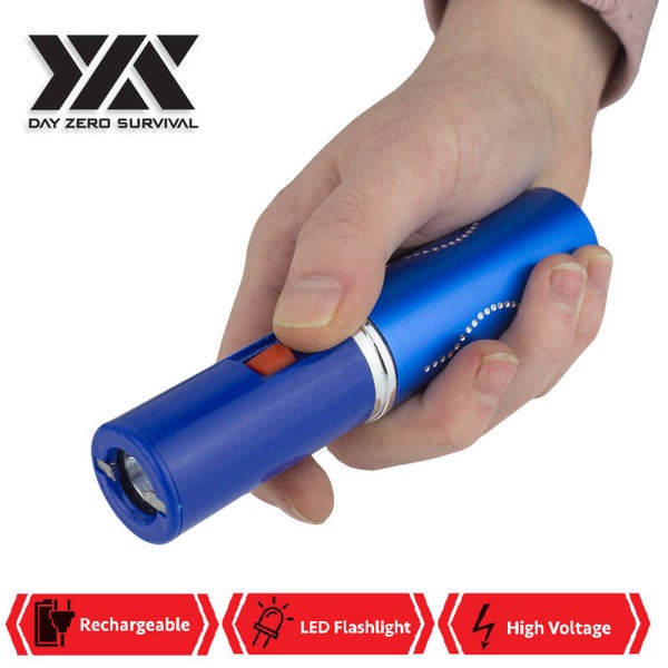Blue Rechargeable Lipstick 2.5 Million Volt Discrete Stun Gun With LED Light