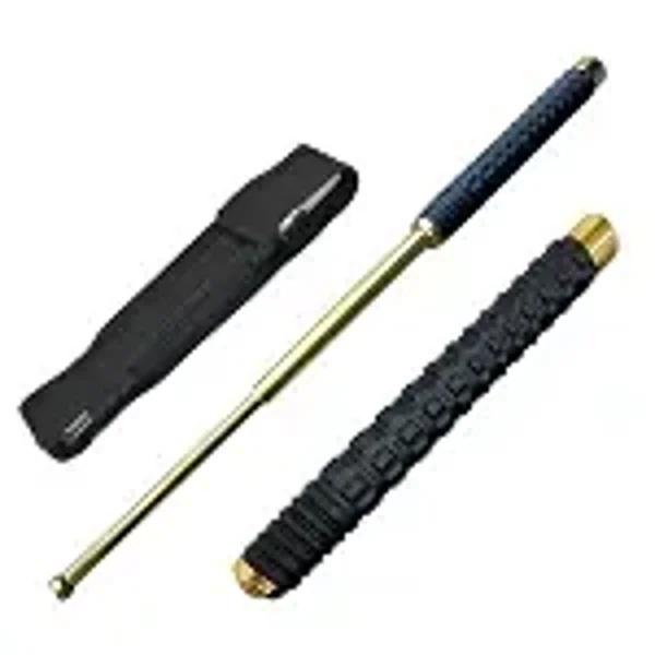 21 Inch Self Defense EXTENDABLE Golden Walking Stick Baton Rubber Grip Handle