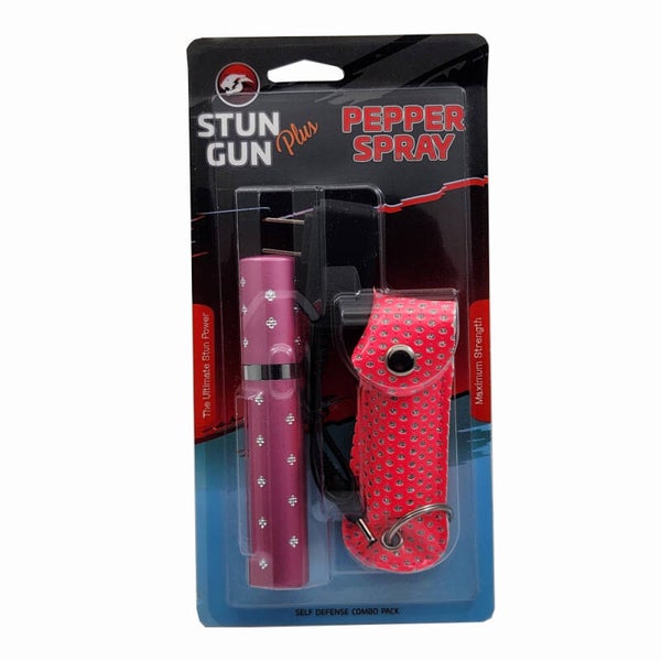 Pink Lipstick Stun Gun and Pepper Spray Combo for Self Defense