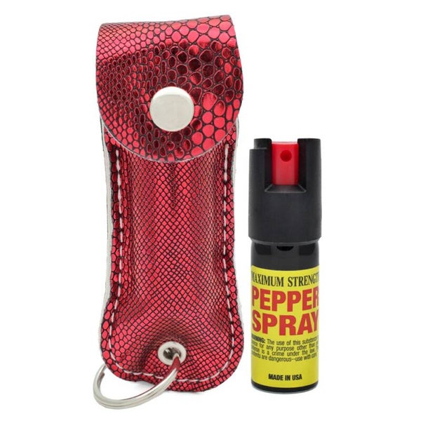 Snake Skin Pattern Personal Defense Pepper Spray OC-18 1/2 oz - Pink