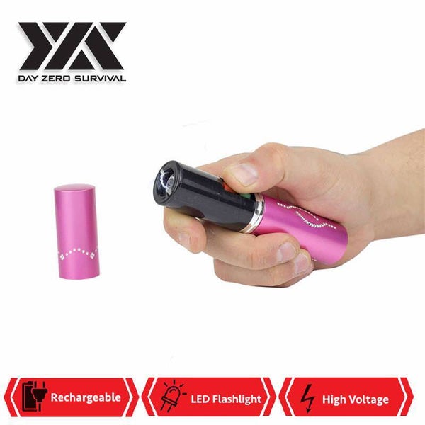 Pink Rechargeable Lipstick 2.5 Million Volt Stun Gun With LED Light