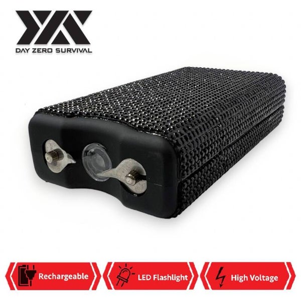 Black Rhinestone 10 Million Volt Self Defense Bling Stun Gun