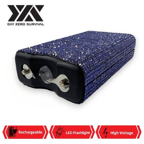 Blue Rhinestone 10 Million Volt Self Defense Bling Stun Gun
