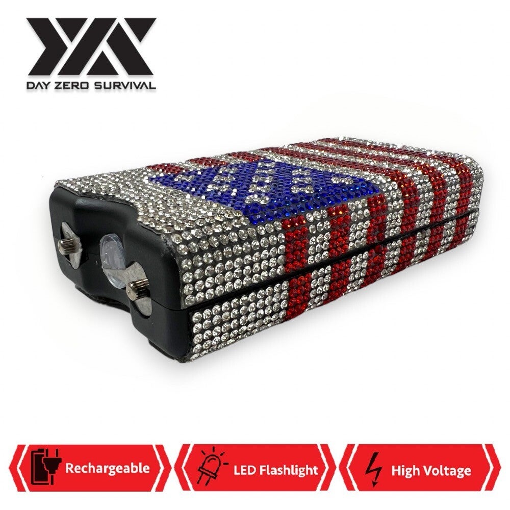American Flag Rhinestone  10 Million Volt Self Defense Bling Stun Gun