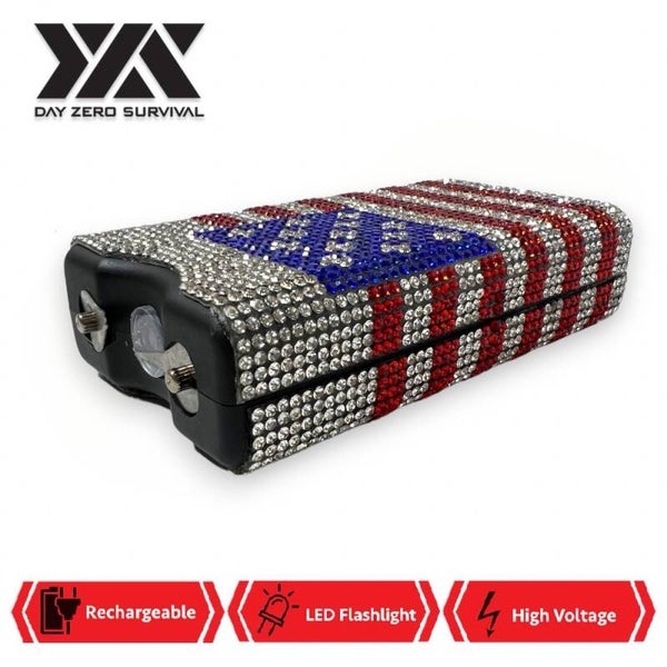 American Flag Rhinestone  10 Million Volt Self Defense Bling Stun Gun