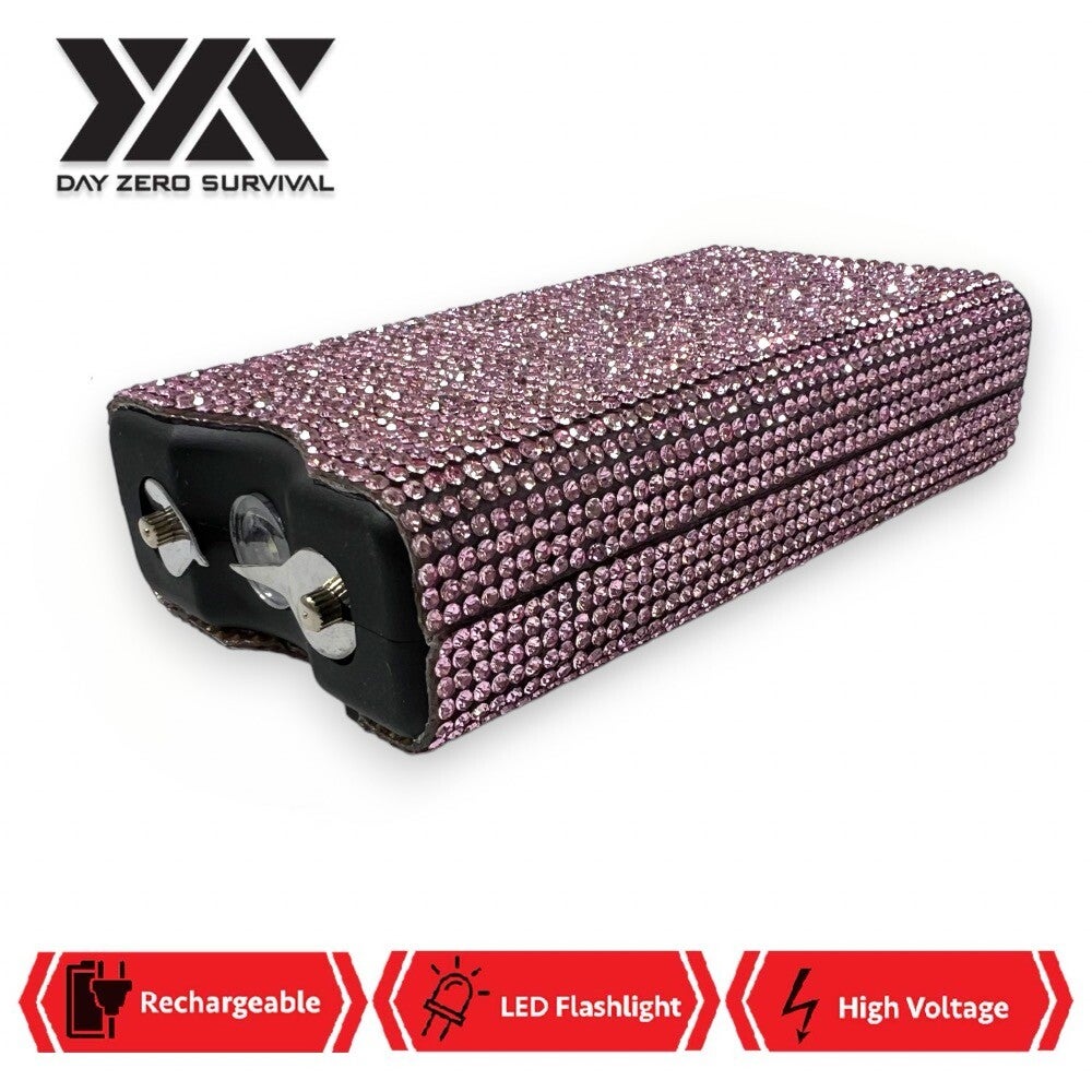 Pink Rhinestone 10 Million Volt Self Defense Bling Stun Gun