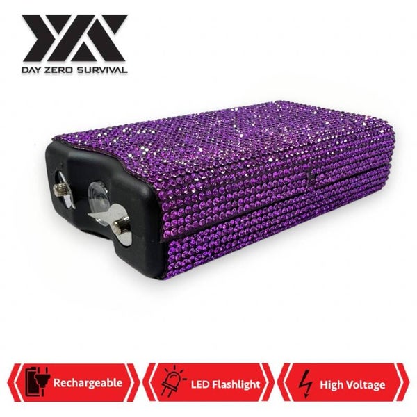 Purple Rhinestone 10 Million Volt Self Defense Bling Stun Gun