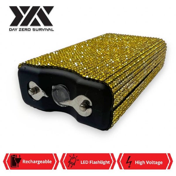 Golden Rhinestone 10 Million Volt Self Defense Bling Stun Gun