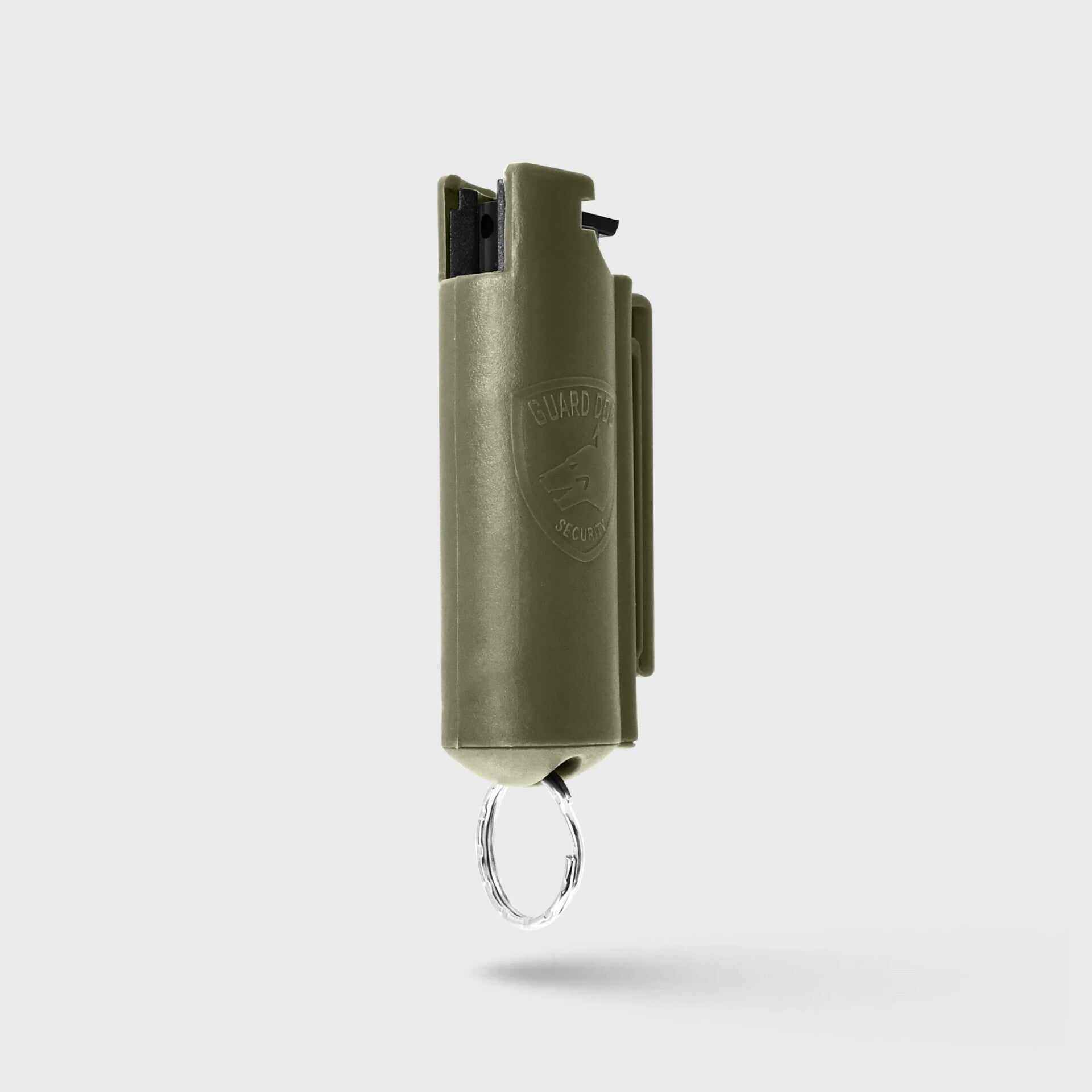 Moss Green Hard Case Personal Defense Quick Action Pepper Gel With Belt Clip, Keychain