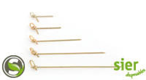 Prikker bamboe met krul zwart 9 cm (100)