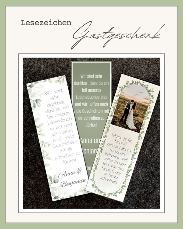 Personalisierte Lesezeichen Hochzeit – Gastgeschenk mit Foto & Spruch | Erinnerung für Gäste | Hochzeitsdeko AB 0,16€ PRO STÜCK*