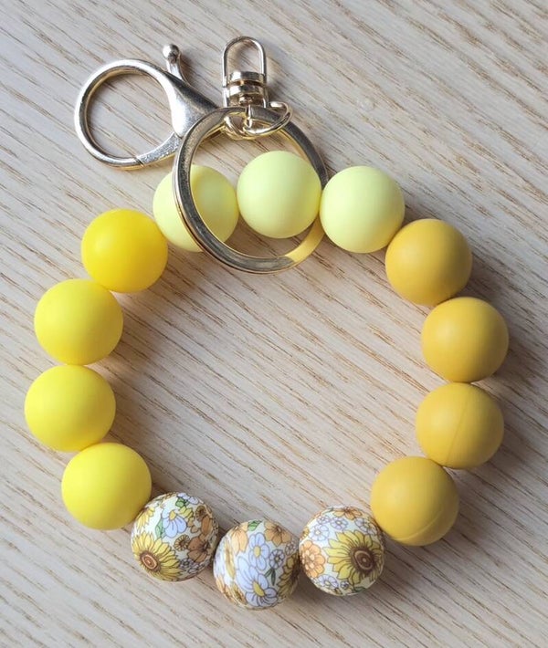 Porte-clés bracelet 3 jaunes /tournesol