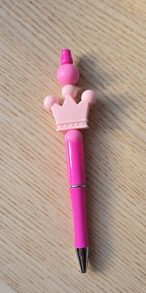 Stylo rose foncé  / couronne rose