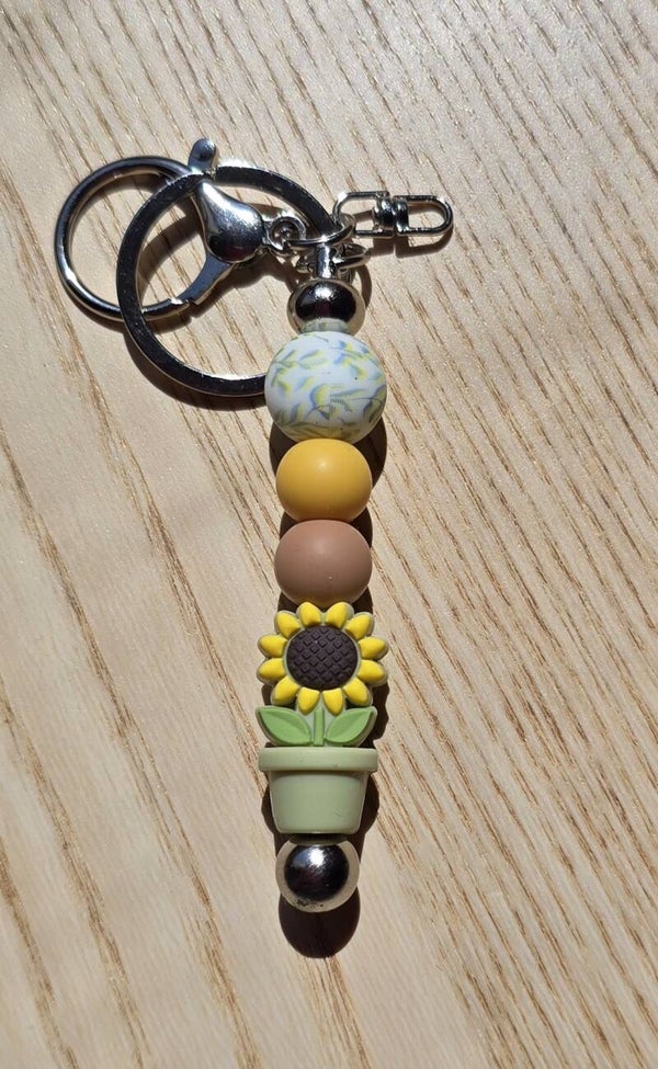 Porte-clef métal tournesol 3D