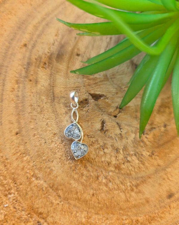 Sterling zilver hanger; hartjes dubbel