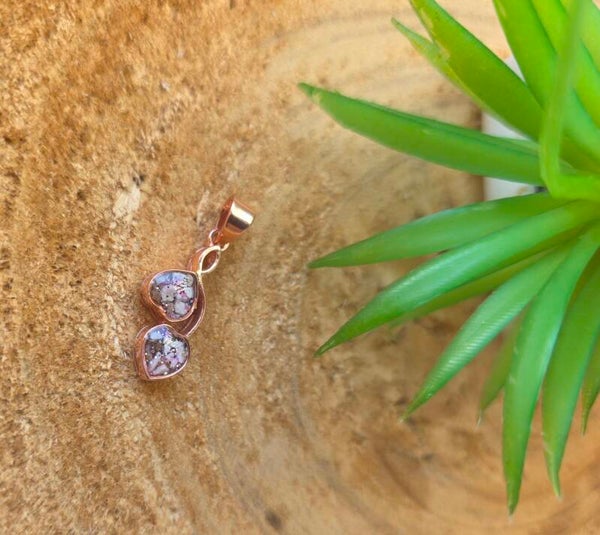Sterling zilver hanger, rosé; hartjes dubbel