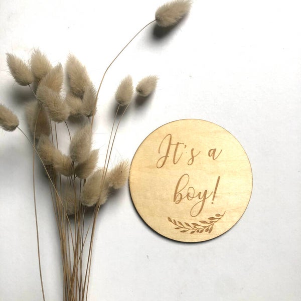 It's a Boy! Wooden Announcement Disc