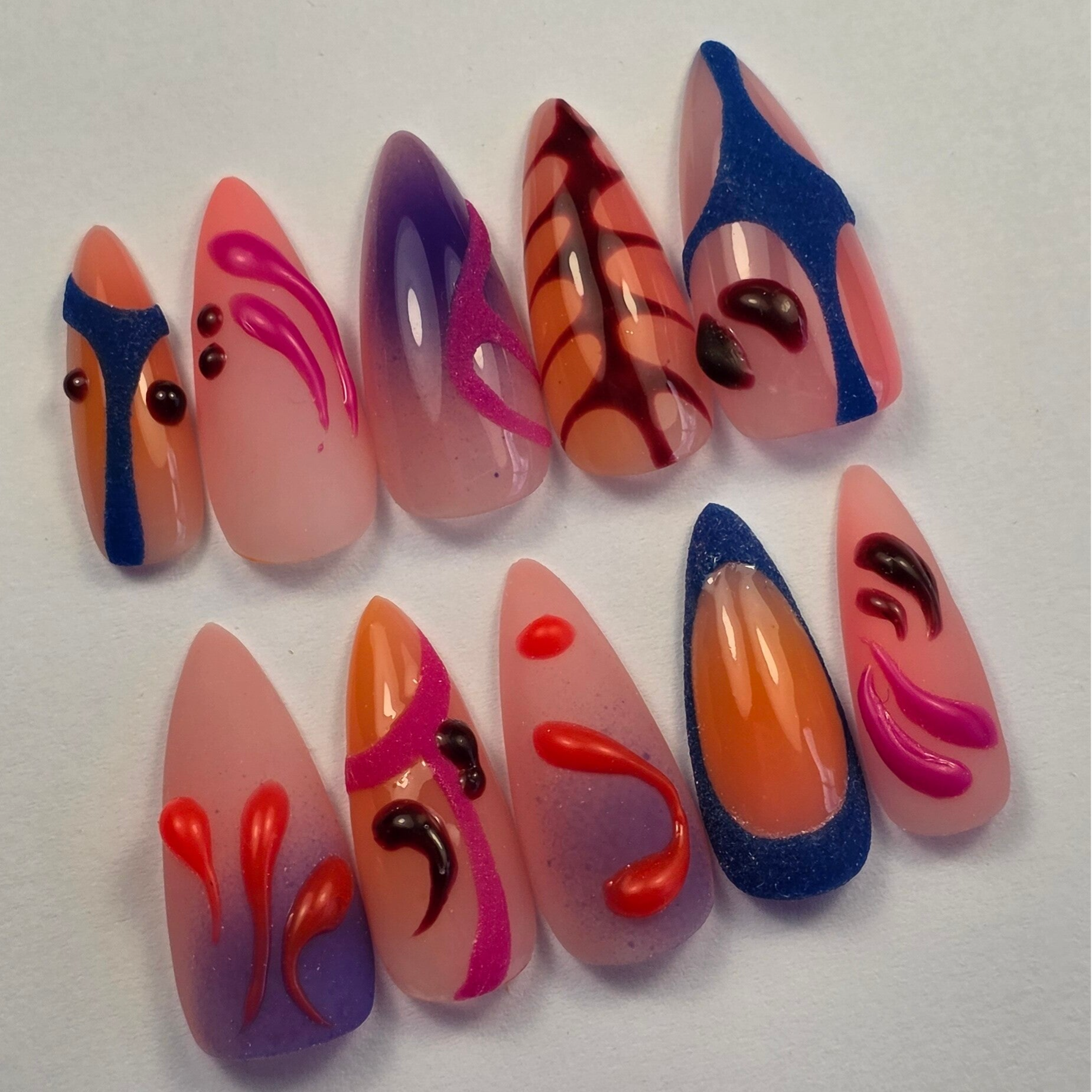 Press-on nails | Color Block